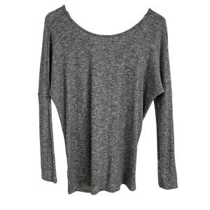 Addie Ribbed Knit Top Women’s Size Small Gray Cross Back Stretch Dolman Sleeve